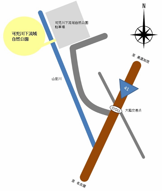 可児川下流域自然公園　交通案内図