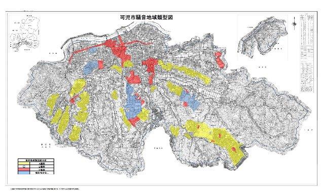 可児市における騒音の環境基準の地図