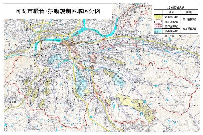 騒音の規制区域の地図