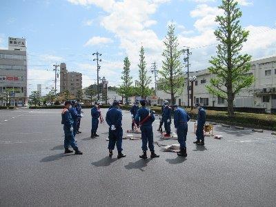 消防団員の訓練の様子