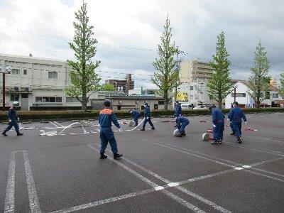 消防団員の訓練の様子