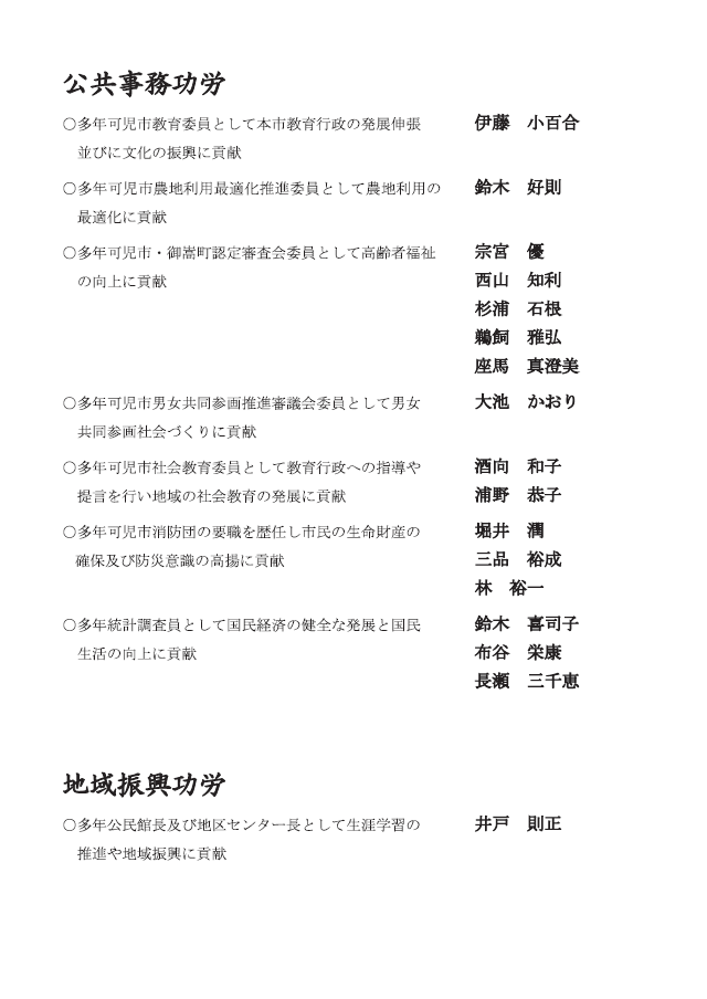 被表彰者名簿３