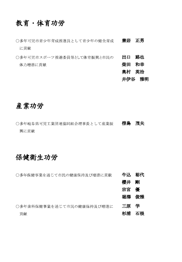 被表彰者名簿２