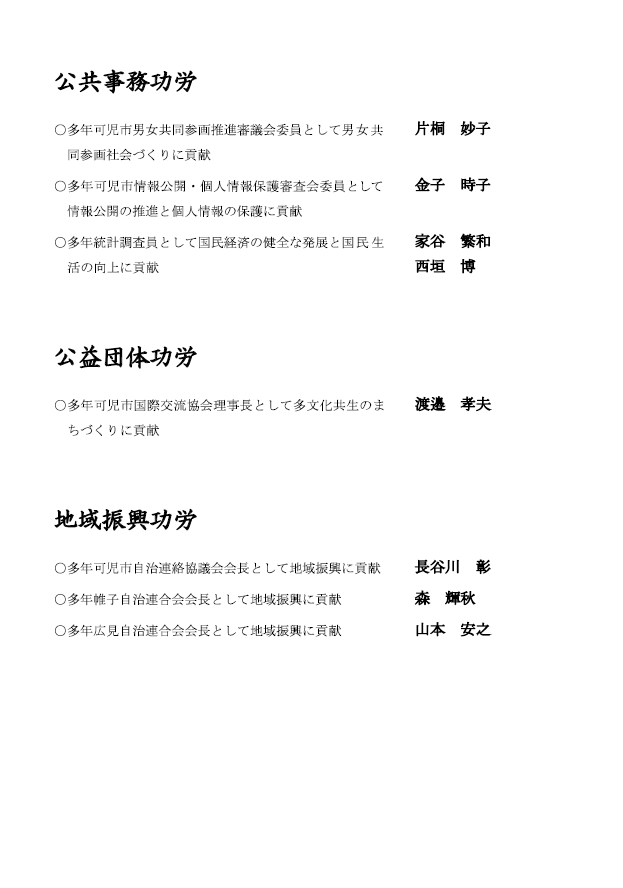 被表彰者名簿３