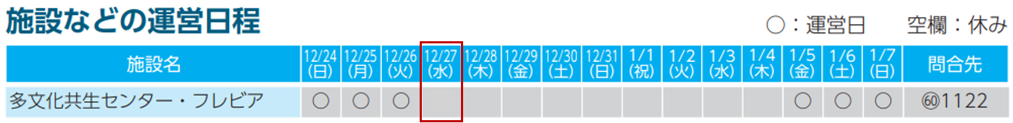 広報かに１２月号　年末年始の業務のお知らせ訂正記事